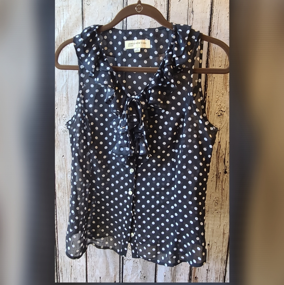 Jones New York Sport blouse small navy and white